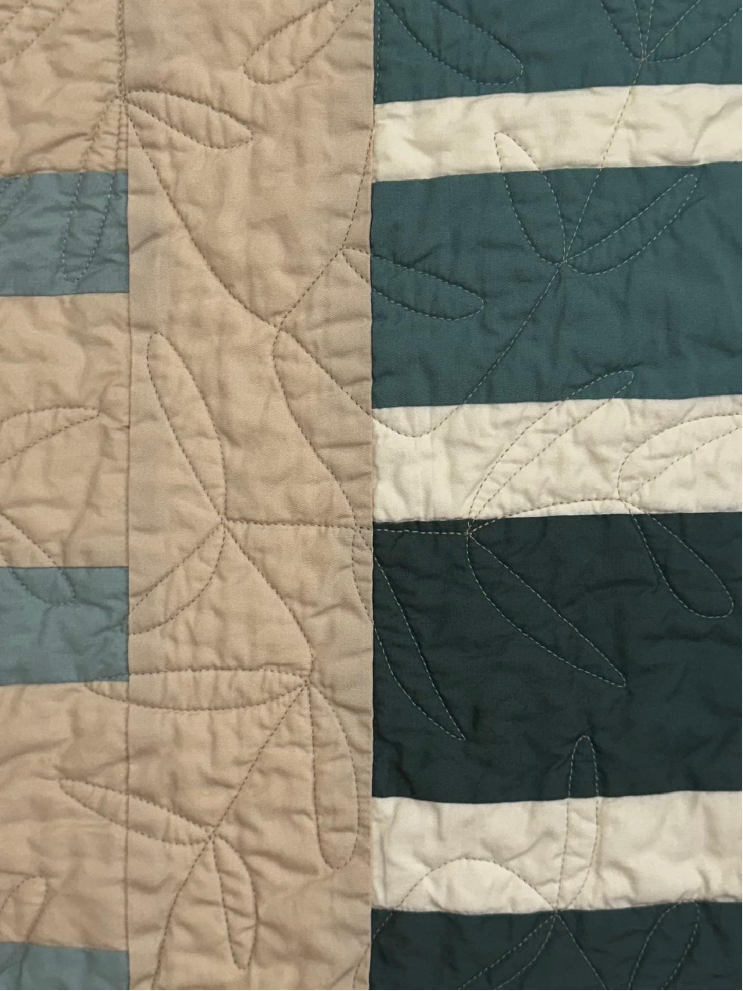 Blue and Cream Striped Baby Quilt