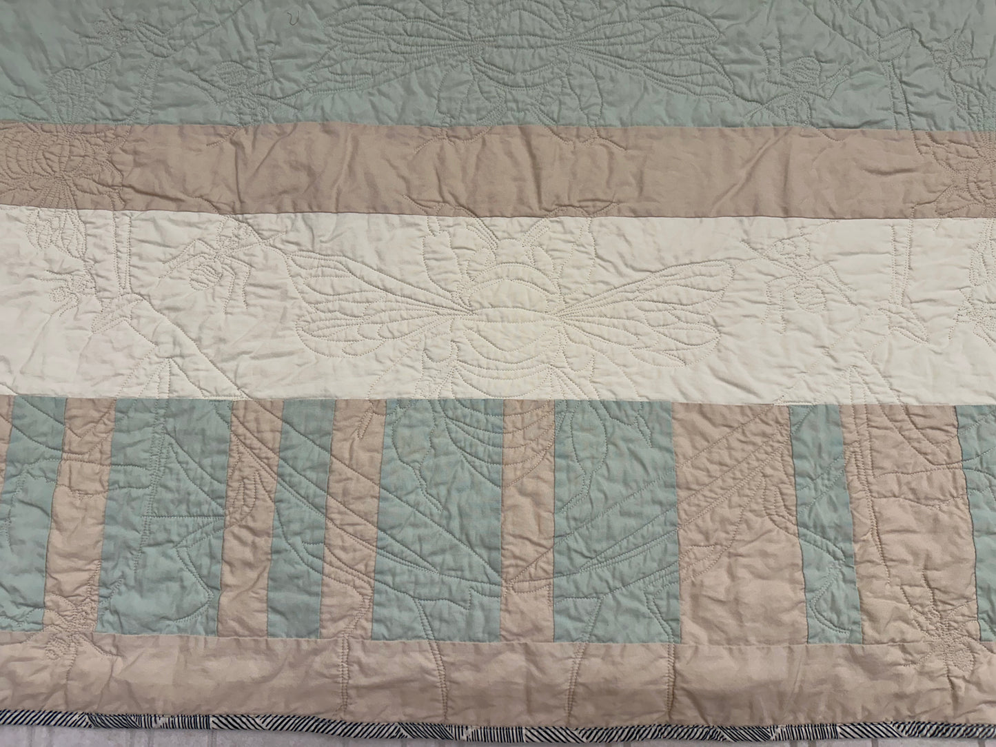 Striped Vera Baby Quilt with Garden Bug Stitches