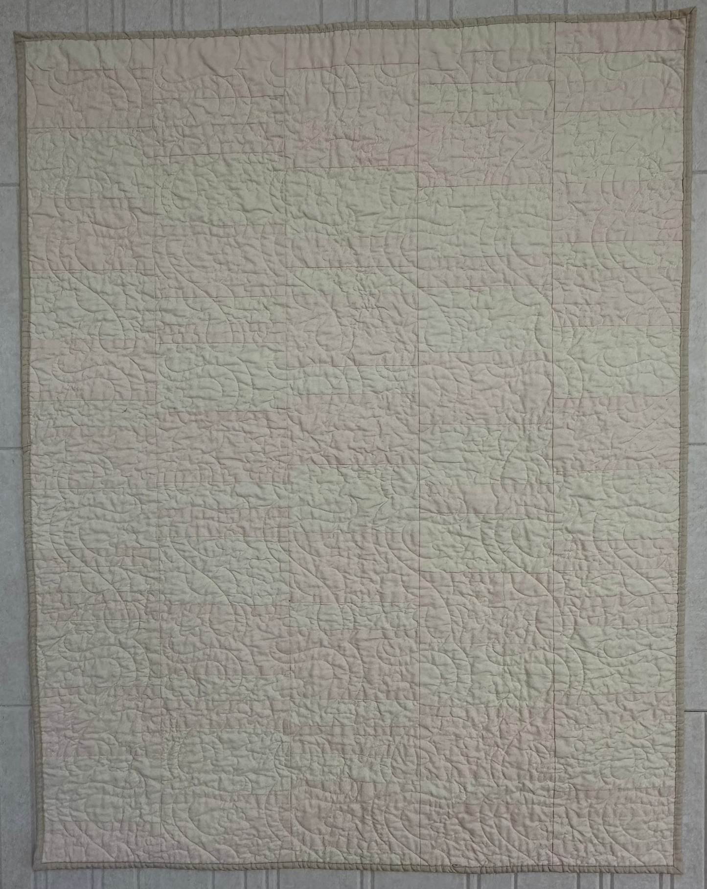 Neutral Pink Striped Baby Quilt