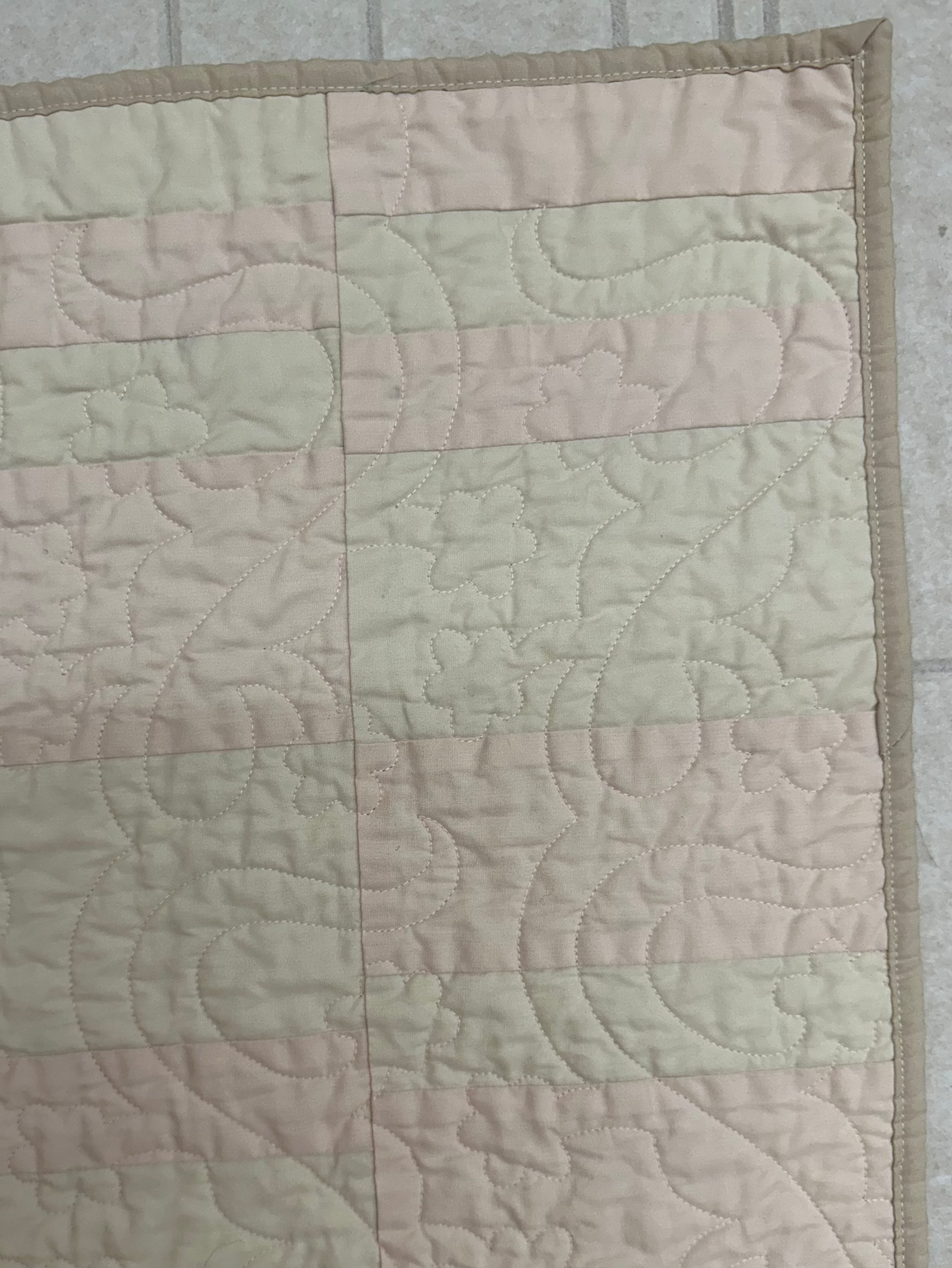 Neutral Pink Striped Baby Quilt