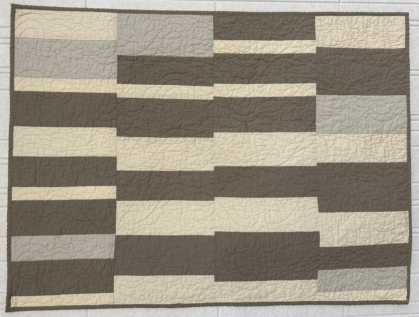 Neutral Pink Striped Baby Quilt