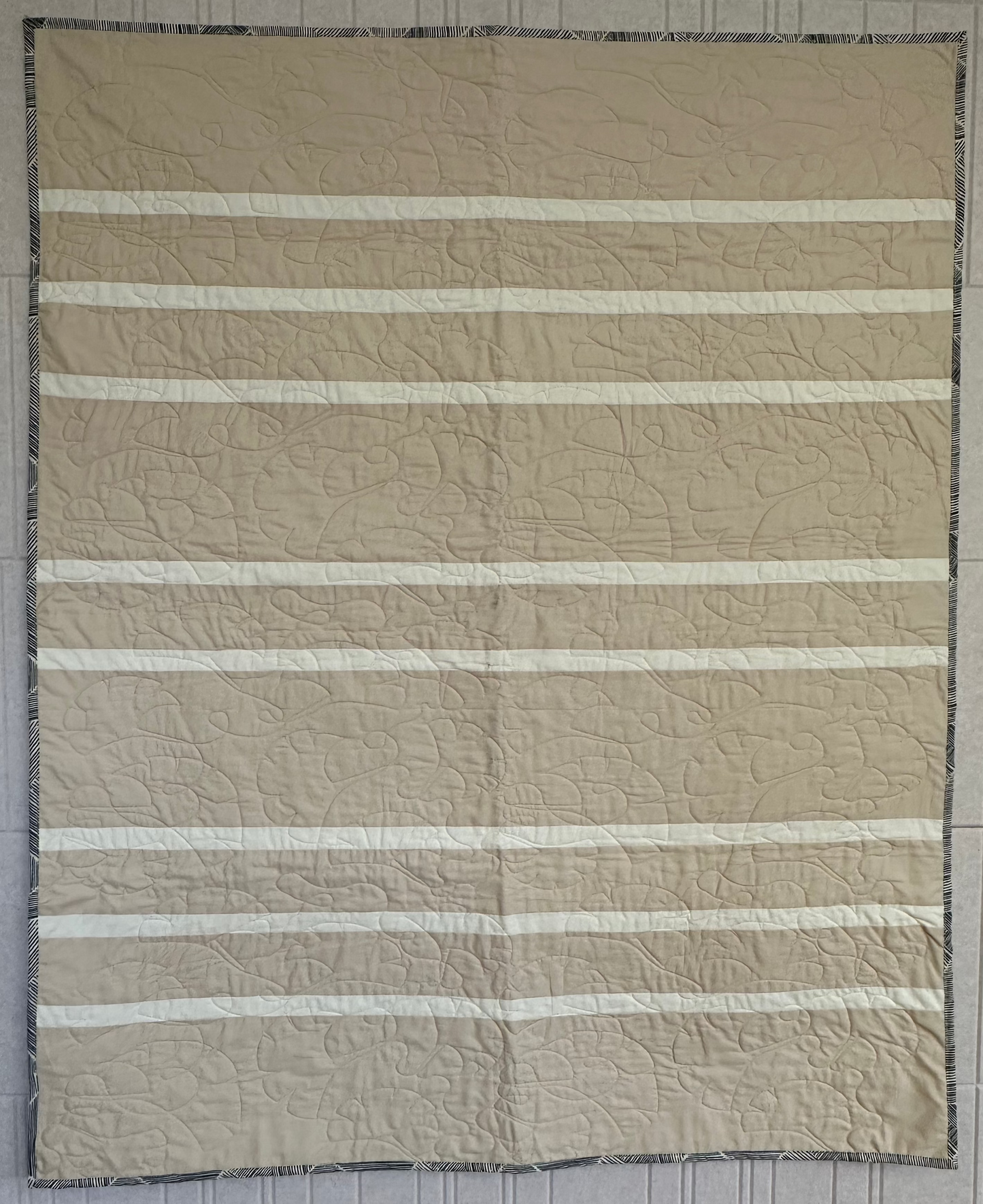Cream and White Striped Serena Lap Quilt