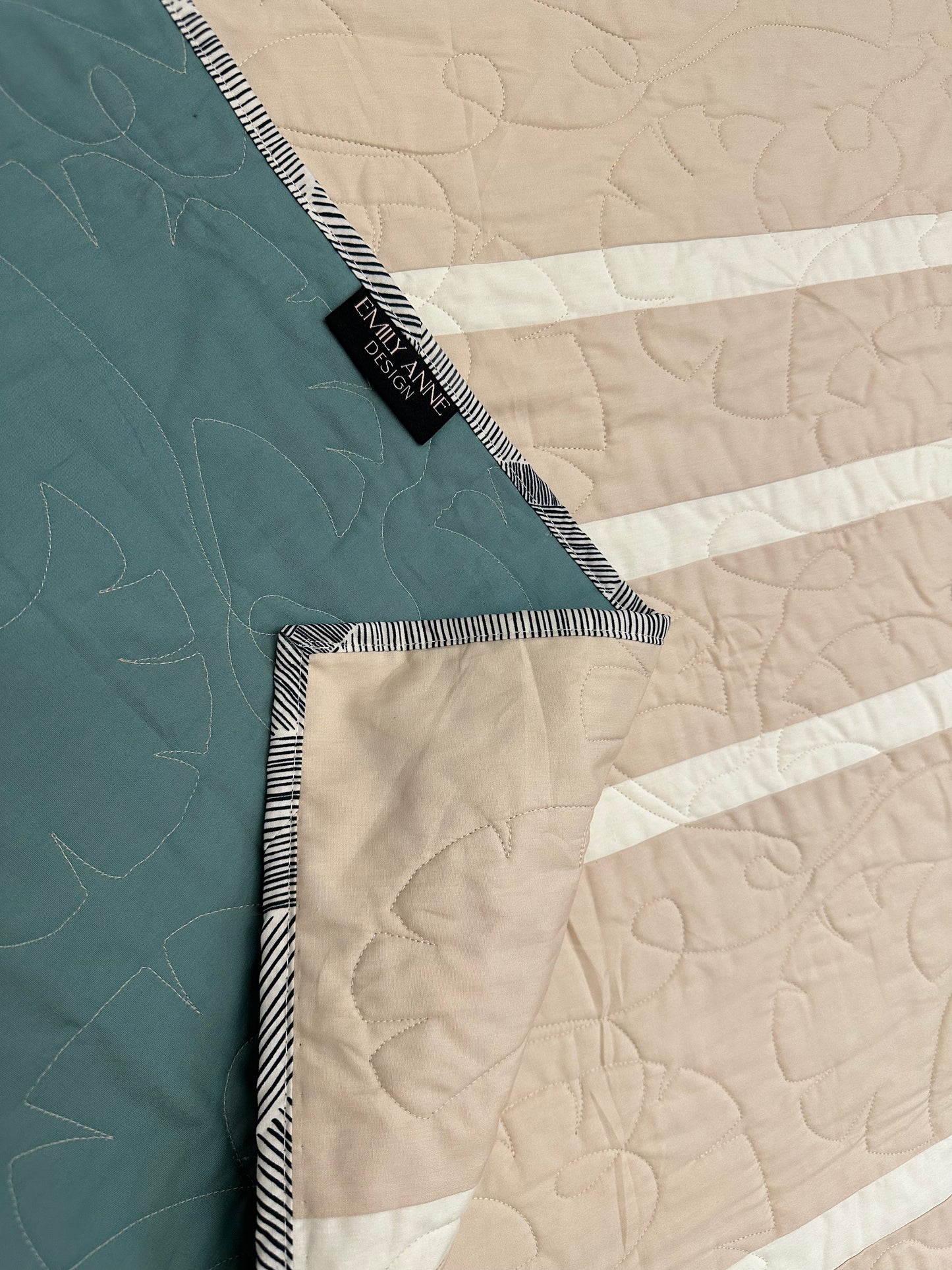 Cream and White Striped Serena Lap Quilt