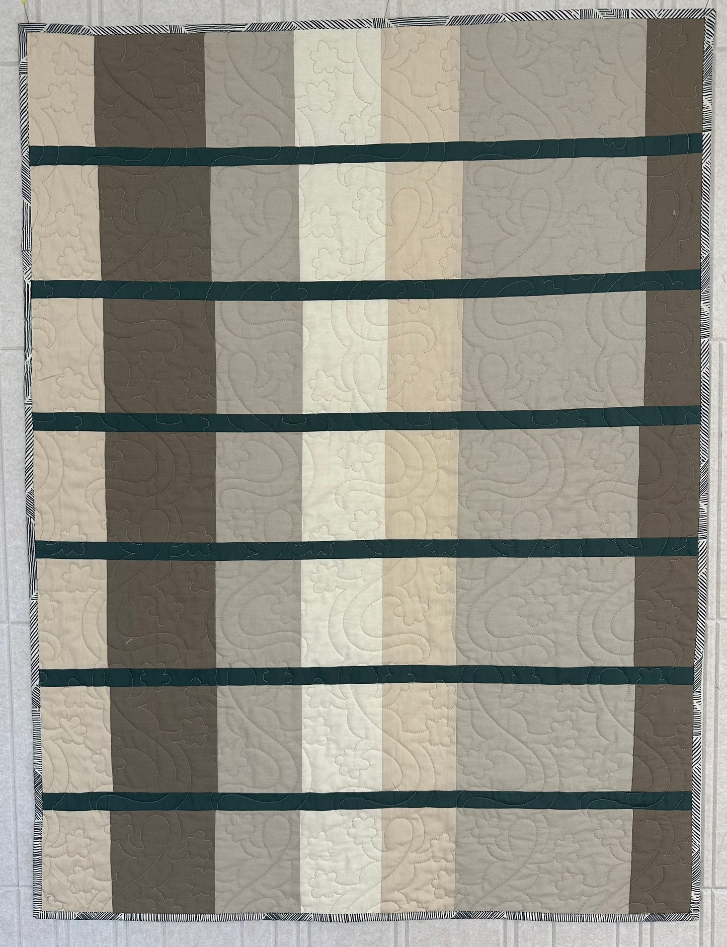 Neutral Striped Salamander Baby Quilt
