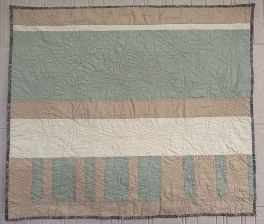 Striped Vera Baby Quilt with Garden Bug Stitches