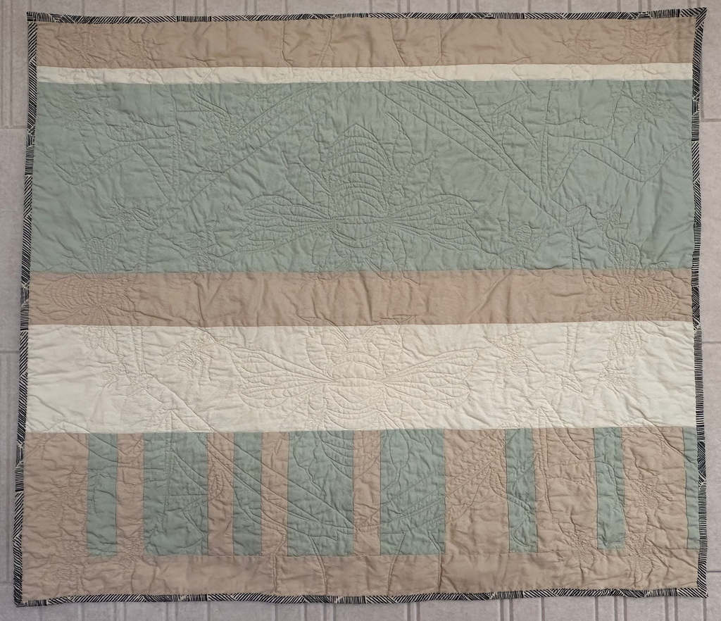 Striped Vera Baby Quilt with Garden Bug Stitches