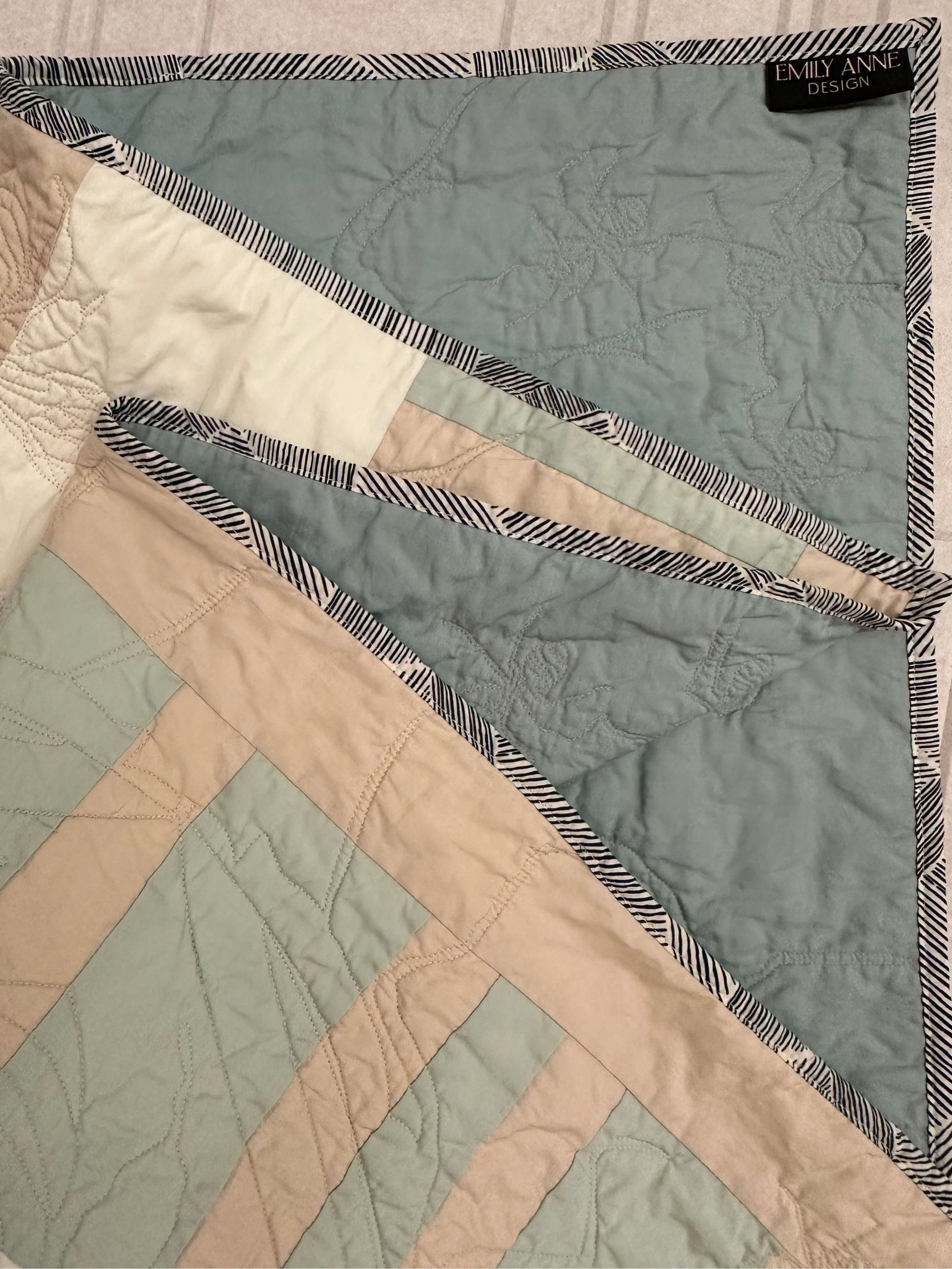 Striped Vera Baby Quilt with Garden Bug Stitches