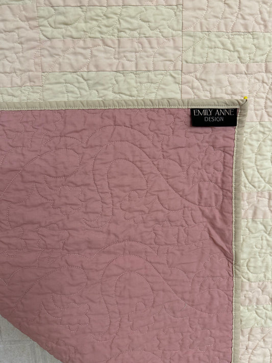 Neutral Pink Striped Baby Quilt