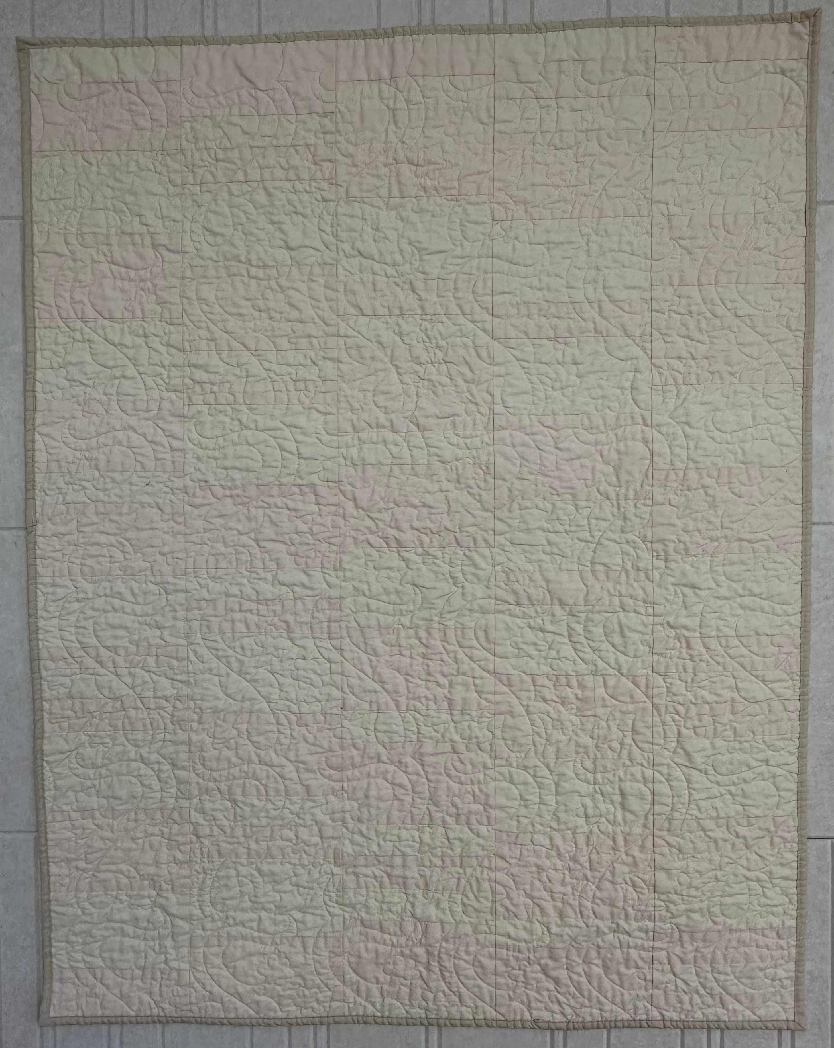 Neutral Pink Striped Baby Quilt