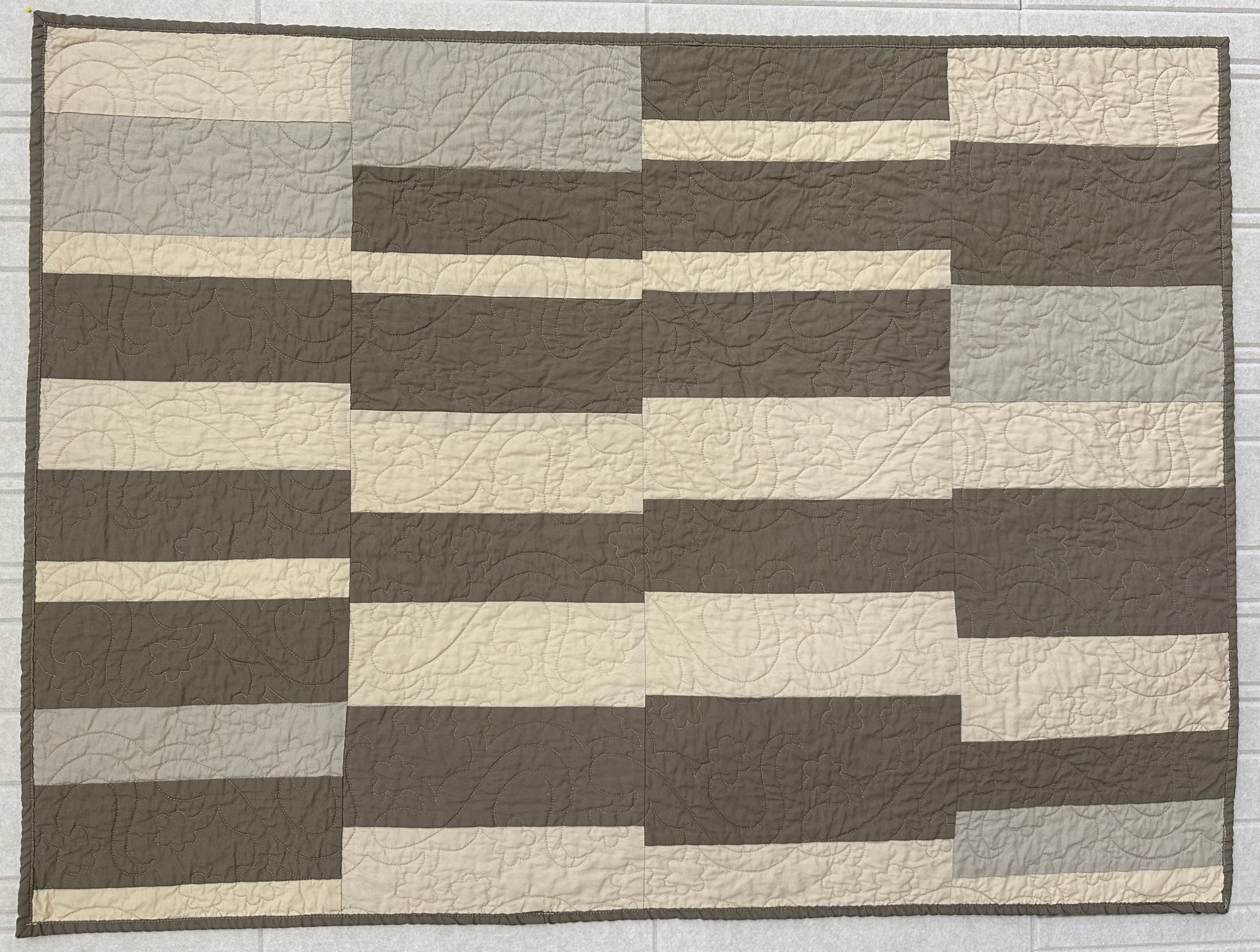 Neutral Pink Striped Baby Quilt