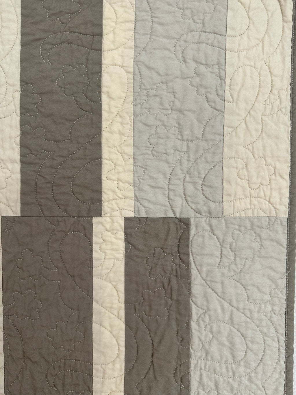 Neutral Pink Striped Baby Quilt