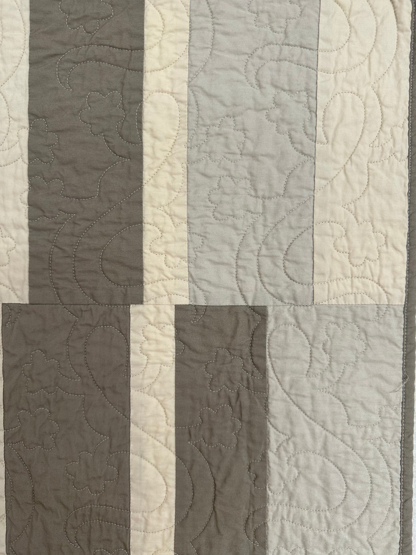 Neutral Pink Striped Baby Quilt