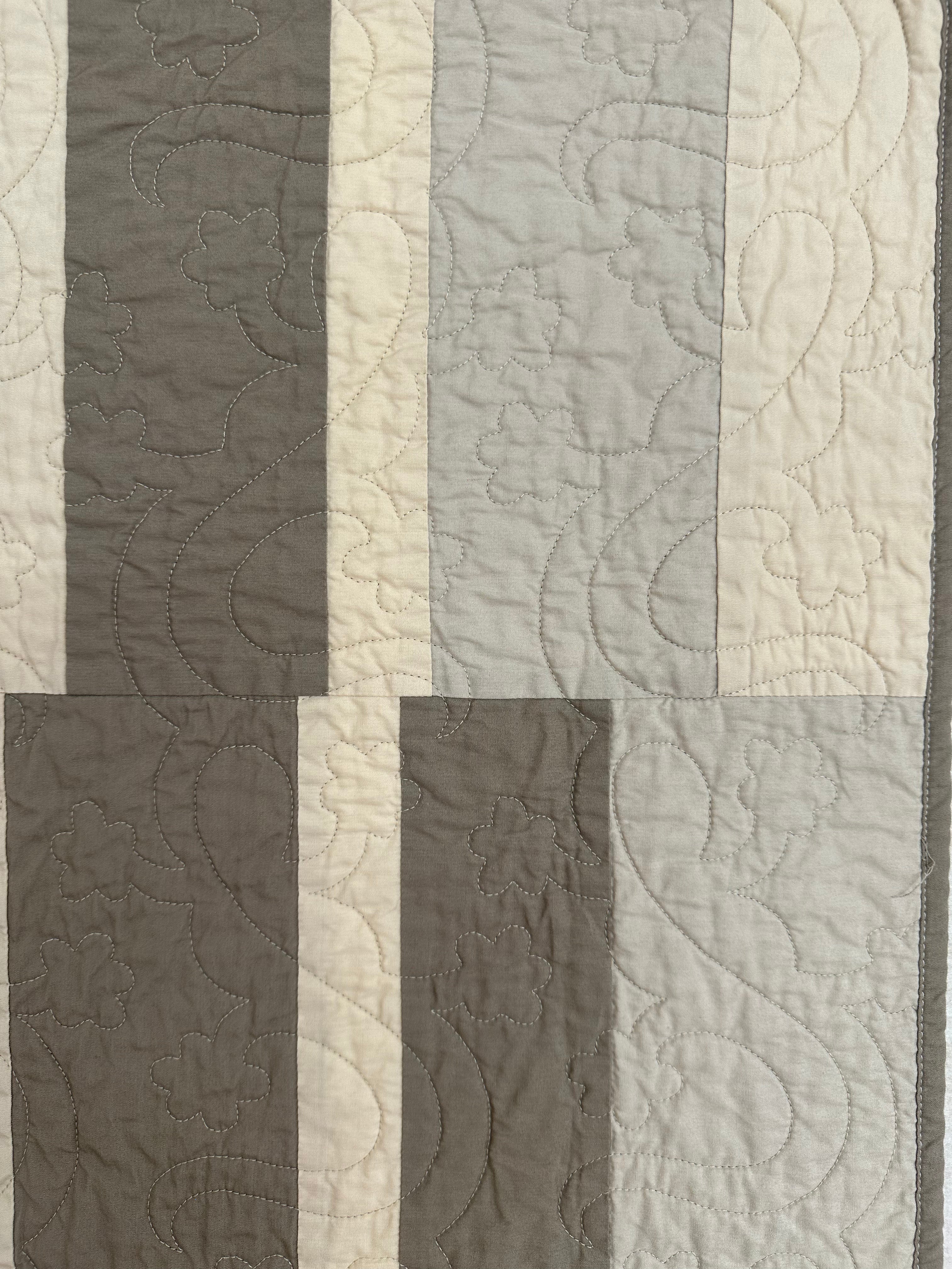 Neutral Pink Striped Baby Quilt