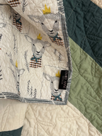 Green and Cream Striped Baby Quilt