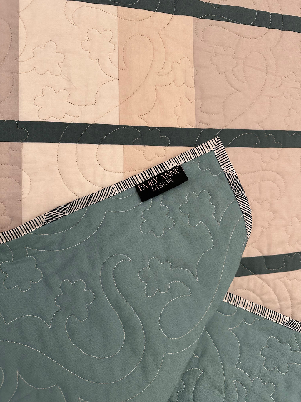Neutral Striped Salamander Baby Quilt