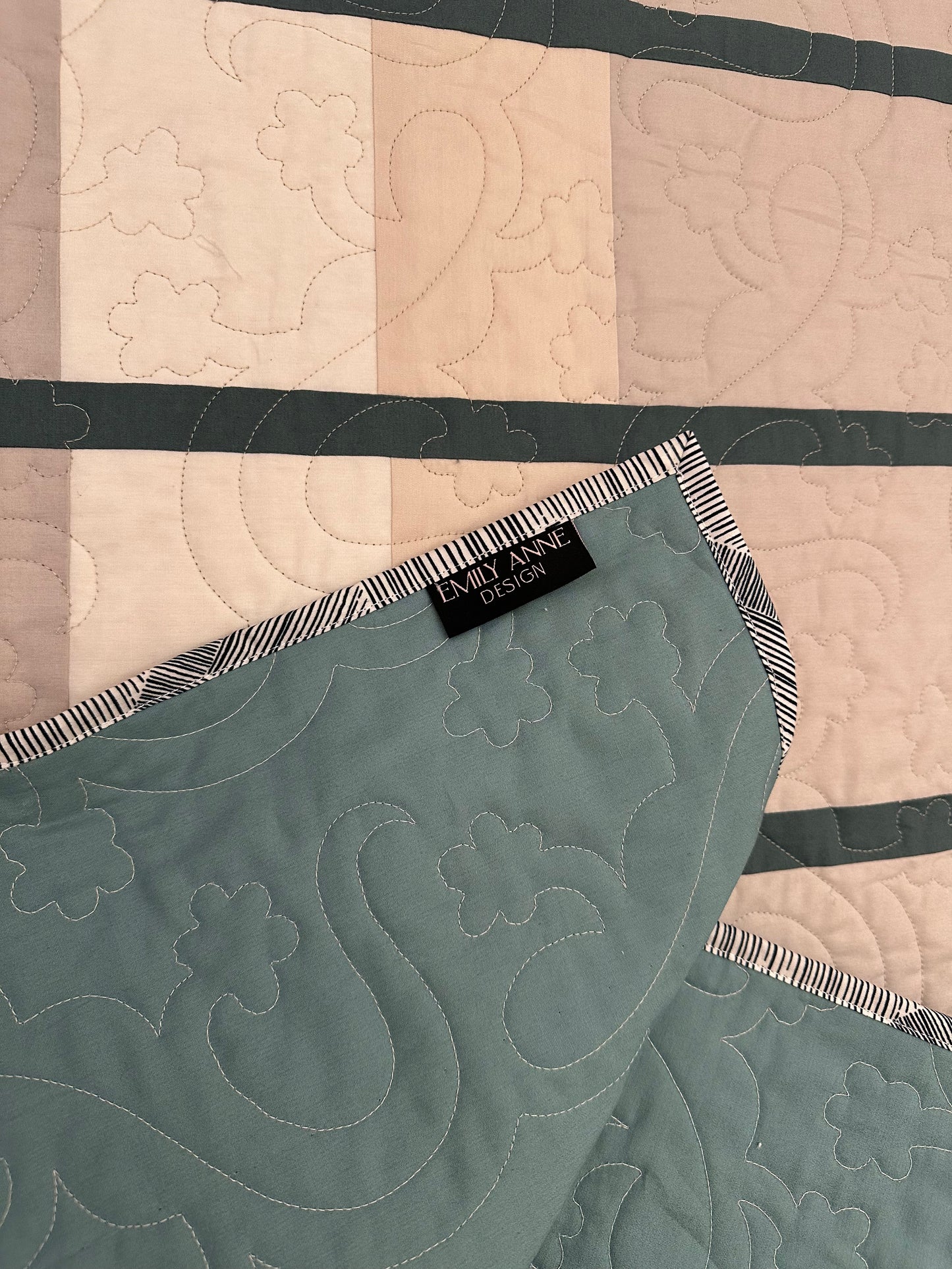 Neutral Striped Salamander Baby Quilt