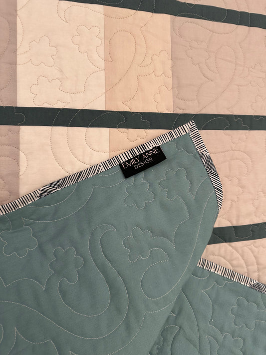 Neutral Striped Salamander Baby Quilt