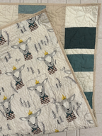 Blue and Cream Striped Baby Quilt