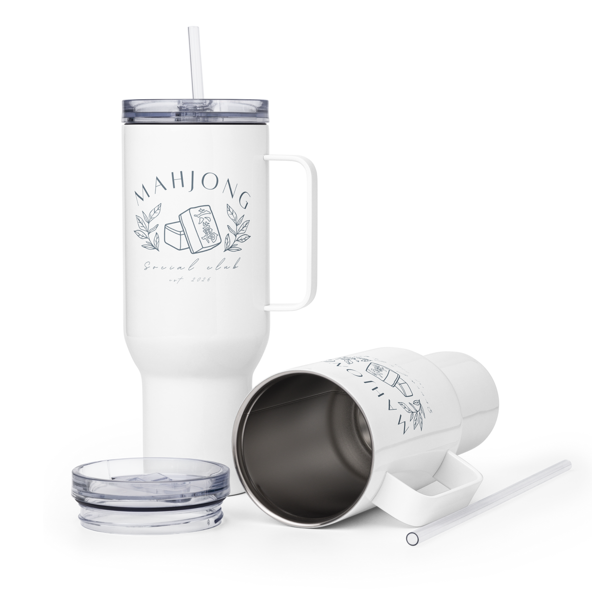 Mahjong Social Club Insulated tumbler with a straw | 25oz or 40oz options | Crak Tile