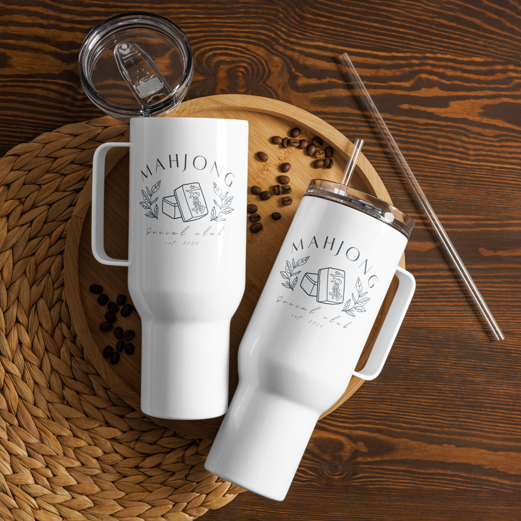 Mahjong Social Club Insulated tumbler with a straw | 25oz or 40oz options | Crak Tile