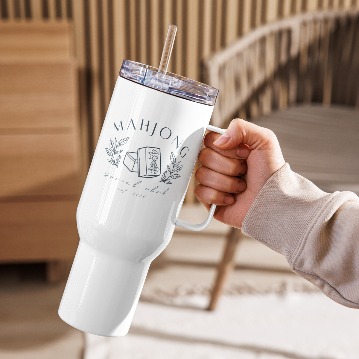 Mahjong Social Club Insulated tumbler with a straw | 25oz or 40oz options | Crak Tile